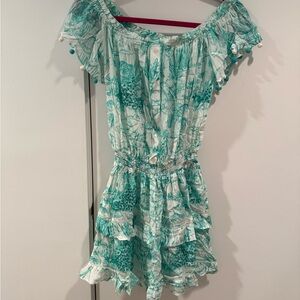 TAJ by Sabrina Crippa Teal and White short dress